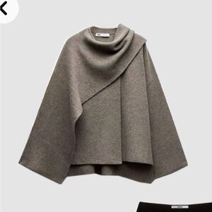 Zara taupe Cape jacket sweater